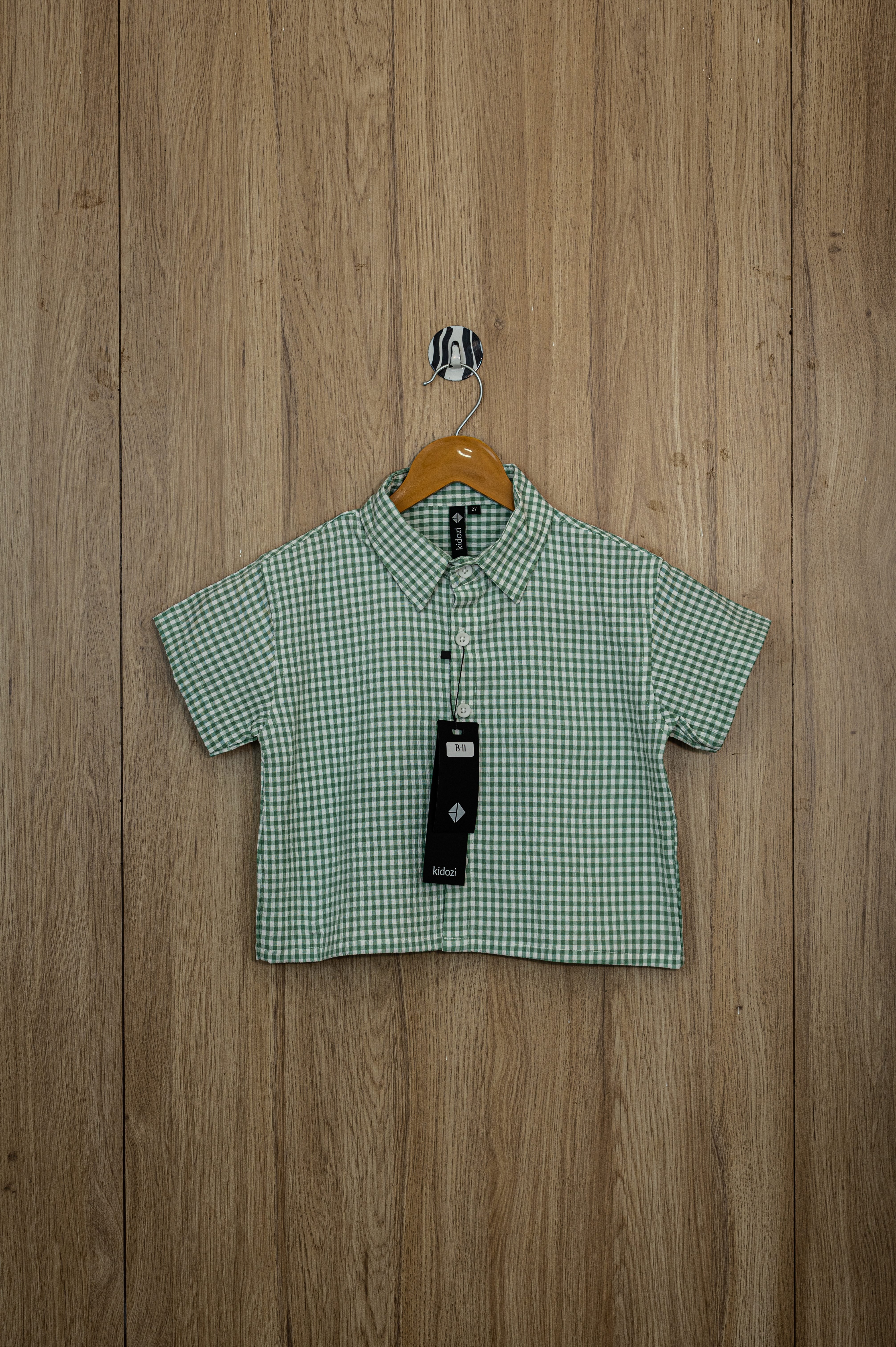 Boys Checked Green Shirt